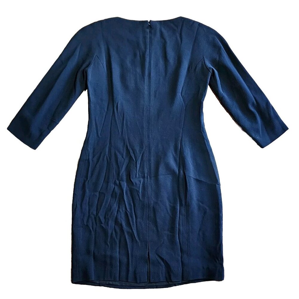 Ann Taylor Womens 2P 2 Petite Solid All Black‎ Zip Back 3/4 Sleeve Dress - Picture 4 of 4
